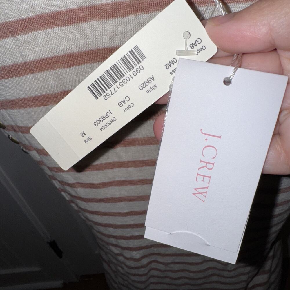 NEW J.Crew Women’s Striped 100% Linen Tank Pink Cream Size M - Picture 7 of 9